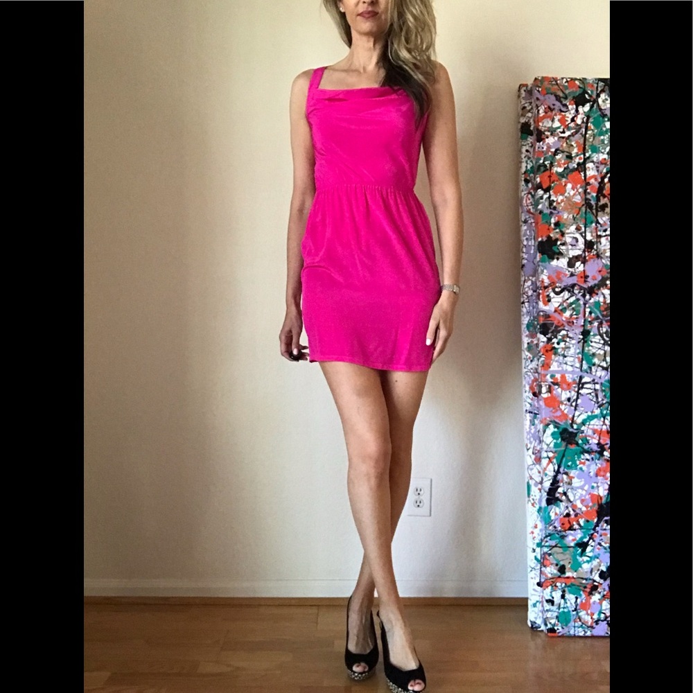 NWT Charlie Jade Barbiecore Pink Silk Dress
